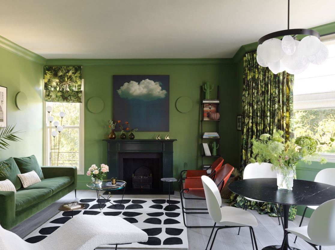 Зеленая гостиная в эко-стиле